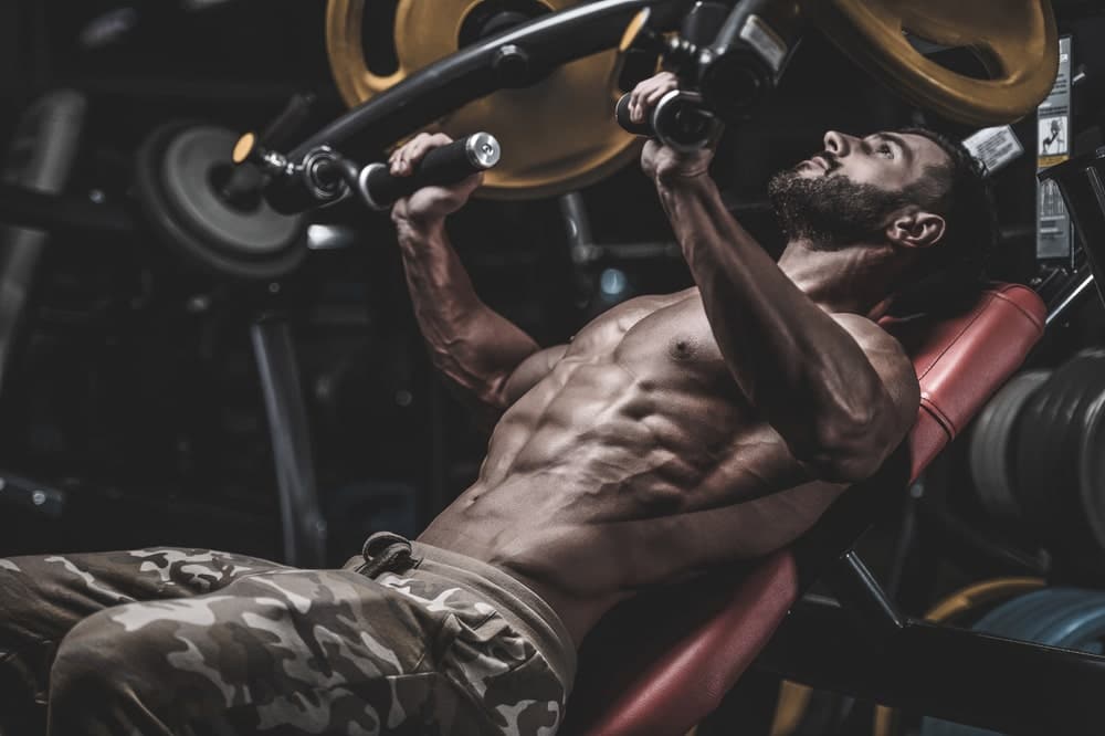 Incline chest press zonder shirt