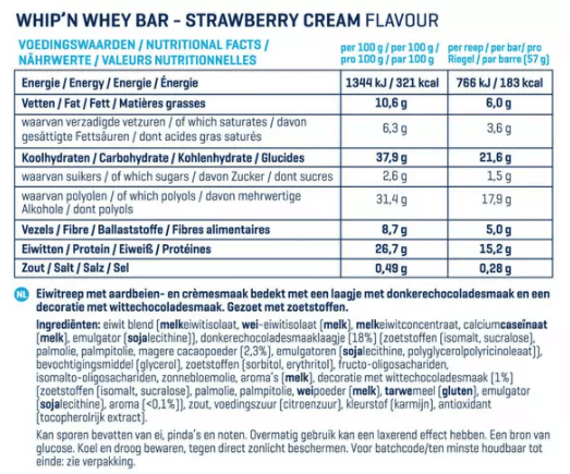 Voedingswaarde Whip n Whey van Body en Fit