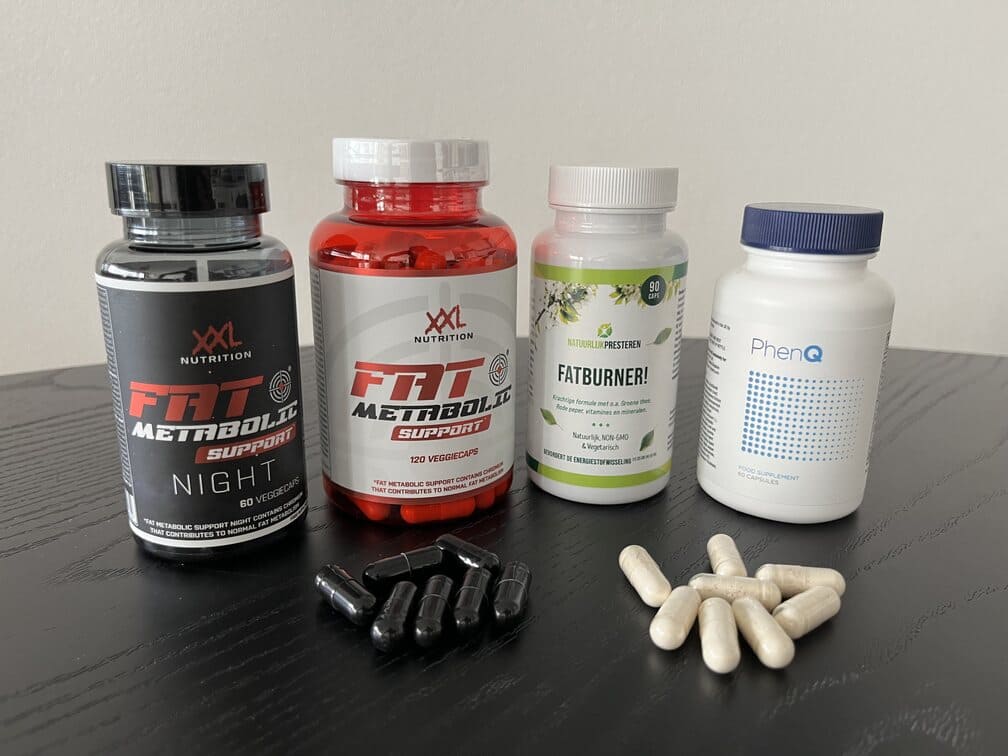 Fat Metabollic van XXL Nutrition, Fat Metabolic Night van XXL Nutrition, Fatburner van Natuurlijk Presteren en PhenQ in supplementen test van InfoFitness.nl