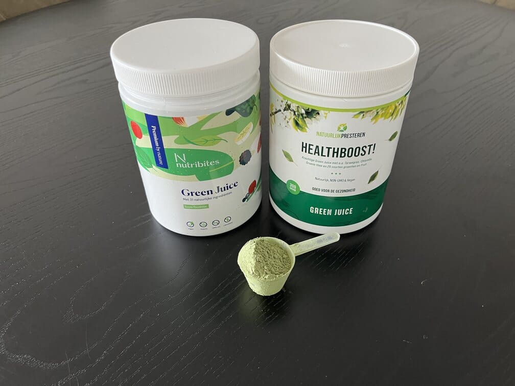 Nutribites Green Juice en Healthboost Green juice van Natuurlijk Presteren in test van InfoFitness.nl