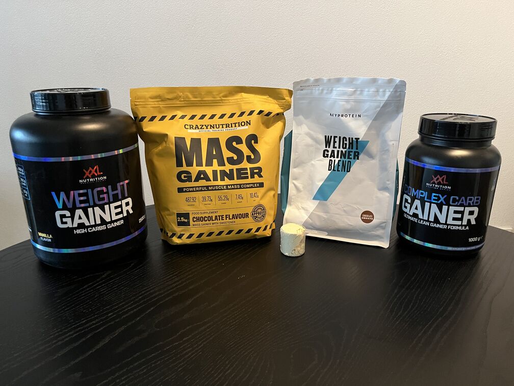 Weight Gainer en Complex Carb Gainer van XXL Nutrition, Mass Gainer van Crazy Nutrition en Weight Gainer Blend van Myprotein in Weight gainer test door InfoFitness.nl