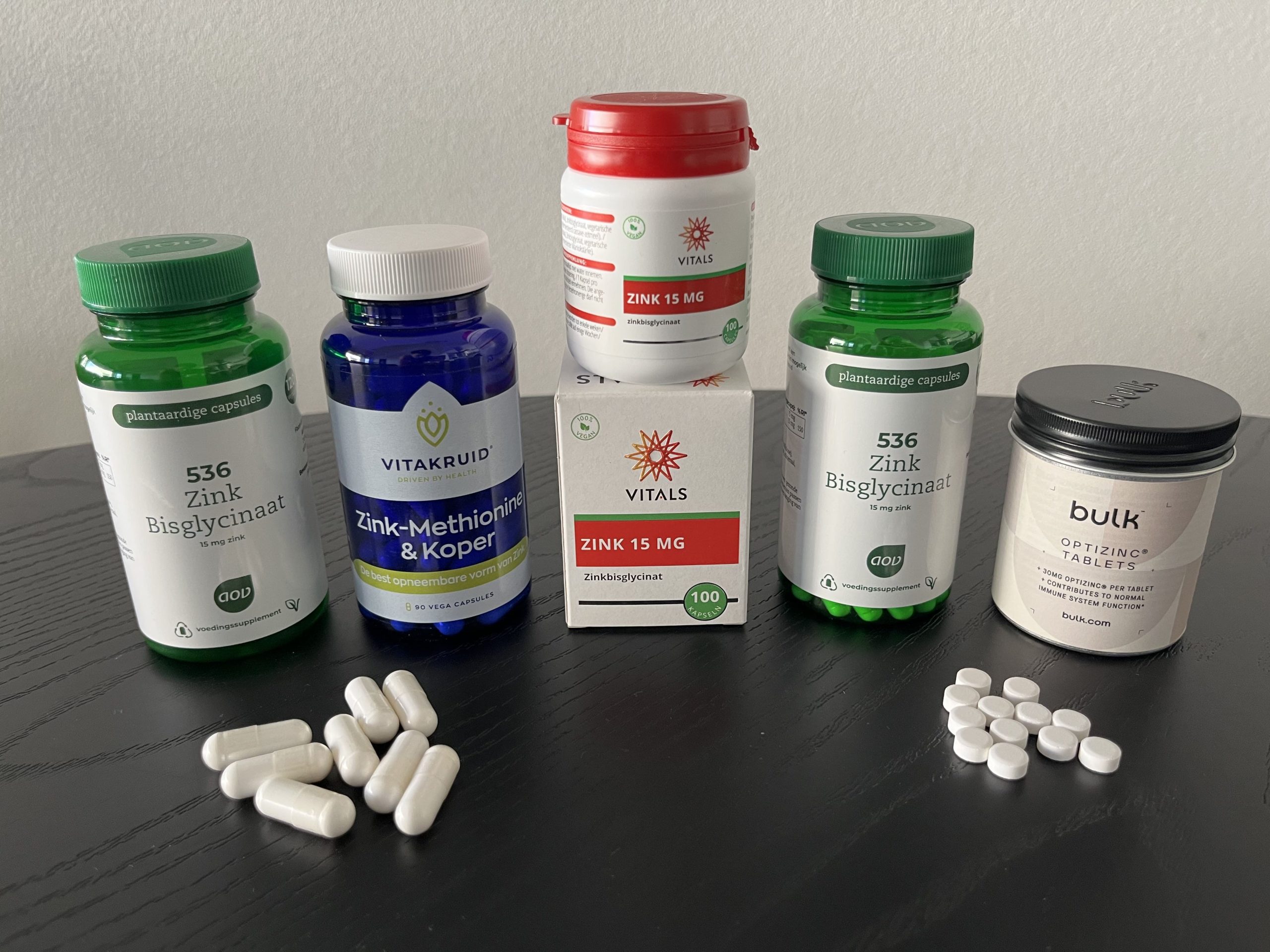 Zink van AOV, Vitakruid, Vitals en Bulk in zink test van InfoFitness.nl
